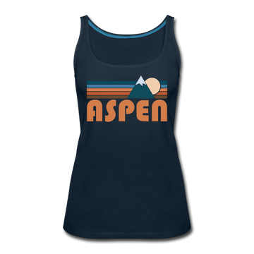 Aspen, Colorado Women’s Tank Top - Retro Mountain Women’s Aspen Tank Top - deep navy