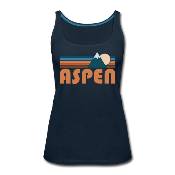 Aspen, Colorado Women’s Tank Top - Retro Mountain Women’s Aspen Tank Top - deep navy