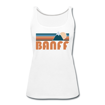 Banff, Canada Women’s Tank Top - Retro Mountain Women’s Banff Tank Top - white