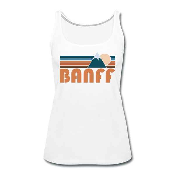 Banff, Canada Women’s Tank Top - Retro Mountain Women’s Banff Tank Top - white
