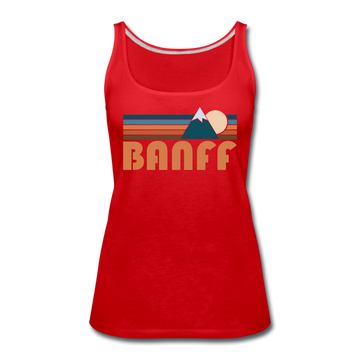Banff, Canada Women’s Tank Top - Retro Mountain Women’s Banff Tank Top - red