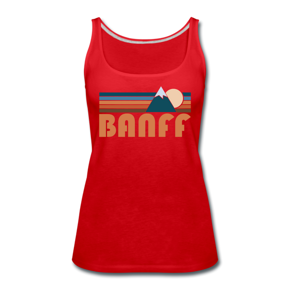 Banff, Canada Women’s Tank Top - Retro Mountain Women’s Banff Tank Top - red
