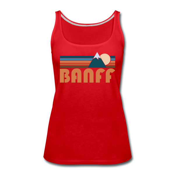 Banff, Canada Women’s Tank Top - Retro Mountain Women’s Banff Tank Top - red