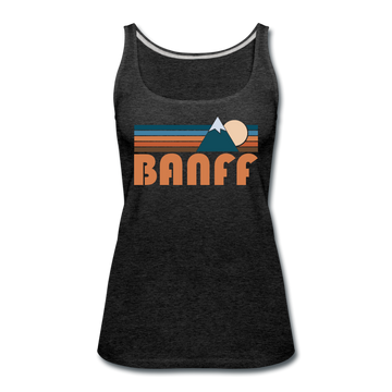Banff, Canada Women’s Tank Top - Retro Mountain Women’s Banff Tank Top - charcoal gray