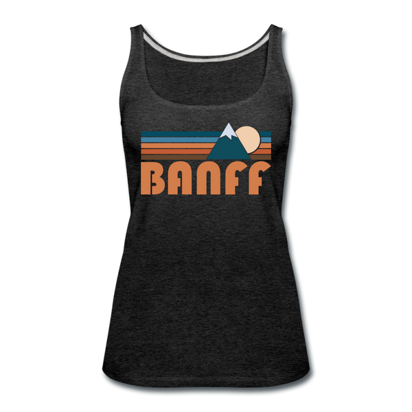 Banff, Canada Women’s Tank Top - Retro Mountain Women’s Banff Tank Top - charcoal gray