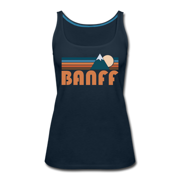 Banff, Canada Women’s Tank Top - Retro Mountain Women’s Banff Tank Top - deep navy