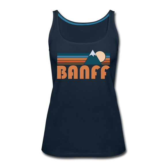 Banff, Canada Women’s Tank Top - Retro Mountain Women’s Banff Tank Top - deep navy