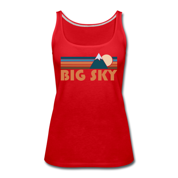 Big Sky, Montana Women’s Tank Top - Retro Mountain Women’s Big Sky Tank Top - red