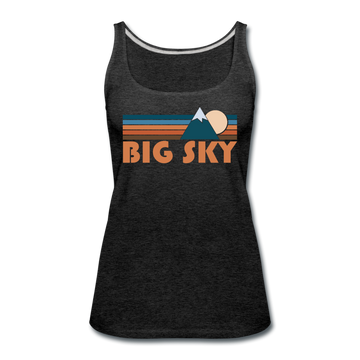 Big Sky, Montana Women’s Tank Top - Retro Mountain Women’s Big Sky Tank Top - charcoal gray
