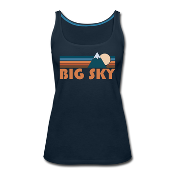 Big Sky, Montana Women’s Tank Top - Retro Mountain Women’s Big Sky Tank Top - deep navy
