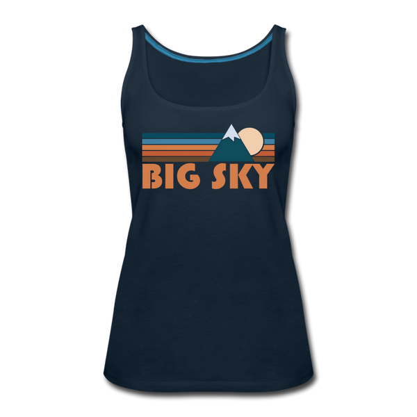 Big Sky, Montana Women’s Tank Top - Retro Mountain Women’s Big Sky Tank Top - deep navy