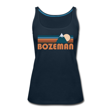 Bozeman, Montana Women’s Tank Top - Retro Mountain Women’s Bozeman Tank Top - deep navy