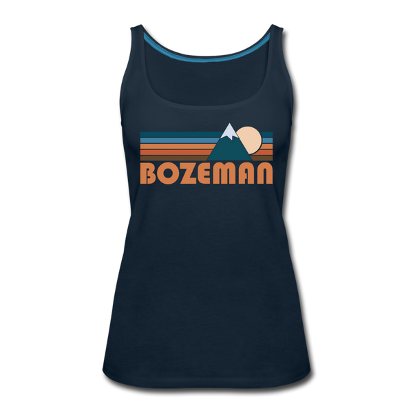 Bozeman, Montana Women’s Tank Top - Retro Mountain Women’s Bozeman Tank Top - deep navy