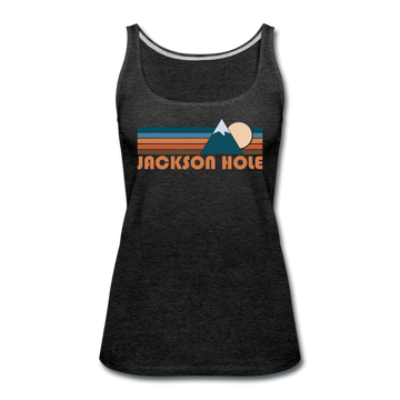 Jackson Hole, Wyoming Women’s Tank Top - Retro Mountain Women’s Jackson Hole Tank Top - charcoal gray
