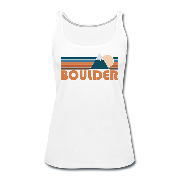 Boulder, Colorado Women’s Tank Top - Retro Mountain Women’s Boulder Tank Top - white