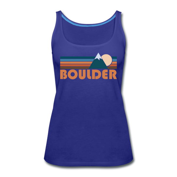 Boulder, Colorado Women’s Tank Top - Retro Mountain Women’s Boulder Tank Top - royal blue