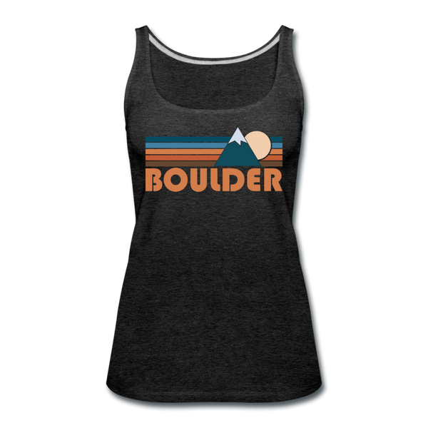 Boulder, Colorado Women’s Tank Top - Retro Mountain Women’s Boulder Tank Top - charcoal gray
