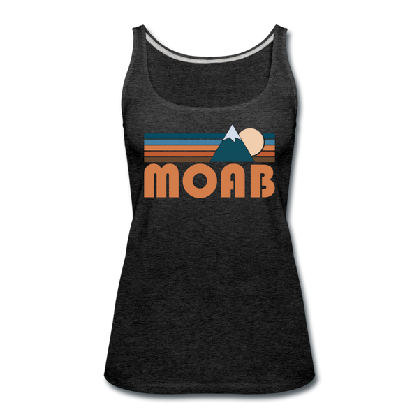 Moab, Utah Women’s Tank Top - Retro Mountain Women’s Moab Tank Top - charcoal gray