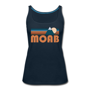 Moab, Utah Women’s Tank Top - Retro Mountain Women’s Moab Tank Top - deep navy