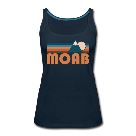 Moab, Utah Women’s Tank Top - Retro Mountain Women’s Moab Tank Top - deep navy