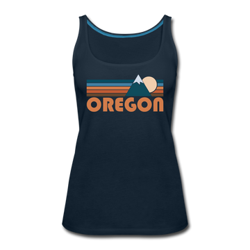 Oregon Women’s Tank Top - Retro Mountain Women’s Oregon Tank Top - deep navy