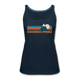 Colorado Springs, Colorado Women’s Tank Top - Retro Mountain Women’s Colorado Springs Tank Top - deep navy