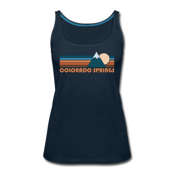 Colorado Springs, Colorado Women’s Tank Top - Retro Mountain Women’s Colorado Springs Tank Top - deep navy