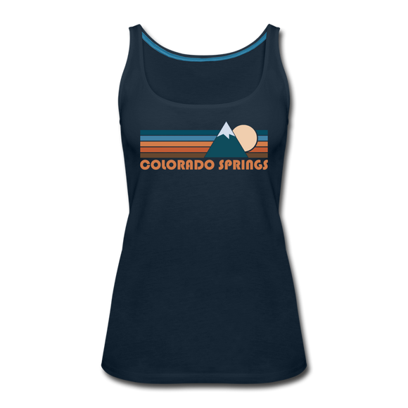 Colorado Springs, Colorado Women’s Tank Top - Retro Mountain Women’s Colorado Springs Tank Top - deep navy