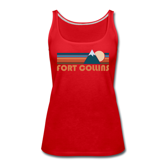 Fort Collins, Colorado Women’s Tank Top - Retro Mountain Women’s Fort Collins Tank Top - red