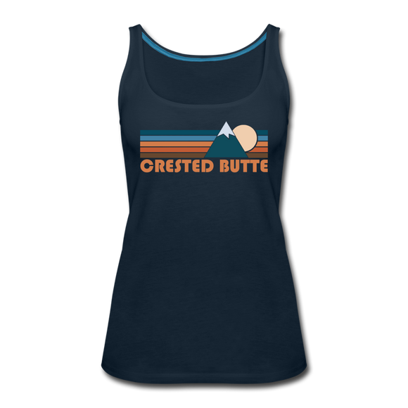Crested Butte, Colorado Women’s Tank Top - Retro Mountain Women’s Crested Butte Tank Top - deep navy