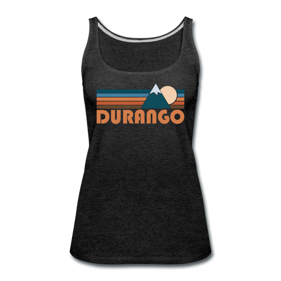 Durango, Colorado Women’s Tank Top - Retro Mountain Women’s Durango Tank Top - charcoal gray