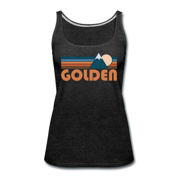 Golden, Colorado Women’s Tank Top - Retro Mountain Women’s Golden Tank Top - charcoal gray