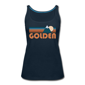 Golden, Colorado Women’s Tank Top - Retro Mountain Women’s Golden Tank Top - deep navy
