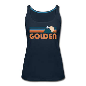 Golden, Colorado Women’s Tank Top - Retro Mountain Women’s Golden Tank Top - deep navy