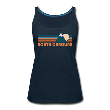 North Carolina Women’s Tank Top - Retro Mountain Women’s North Carolina Tank Top - deep navy