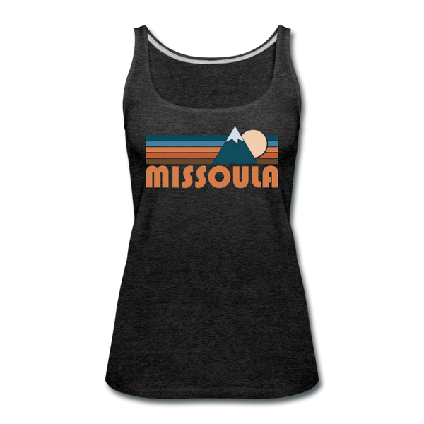 Missoula, Montana Women’s Tank Top - Retro Mountain Women’s Missoula Tank Top - charcoal gray