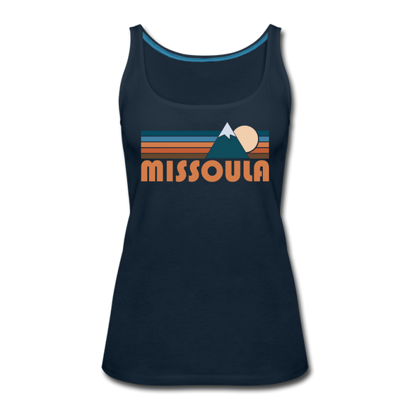 Missoula, Montana Women’s Tank Top - Retro Mountain Women’s Missoula Tank Top - deep navy