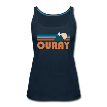 Ouray, Colorado Women’s Tank Top - Retro Mountain Women’s Ouray Tank Top - deep navy