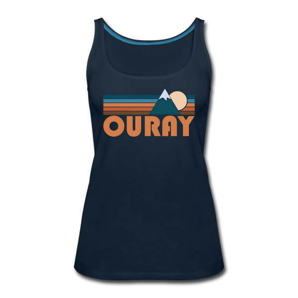 Ouray, Colorado Women’s Tank Top - Retro Mountain Women’s Ouray Tank Top - deep navy