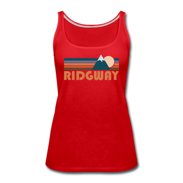 Ridgway, Colorado Women’s Tank Top - Retro Mountain Women’s Ridgway Tank Top - red