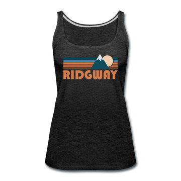 Ridgway, Colorado Women’s Tank Top - Retro Mountain Women’s Ridgway Tank Top - charcoal gray