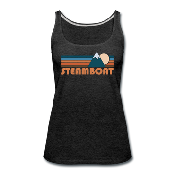 Steamboat, Colorado Women’s Tank Top - Retro Mountain Women’s Steamboat Tank Top - charcoal gray