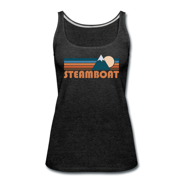 Steamboat, Colorado Women’s Tank Top - Retro Mountain Women’s Steamboat Tank Top - charcoal gray