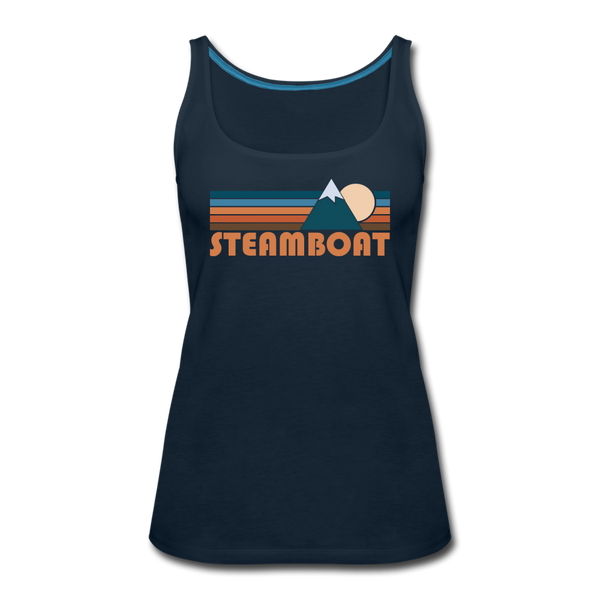 Steamboat, Colorado Women’s Tank Top - Retro Mountain Women’s Steamboat Tank Top - deep navy