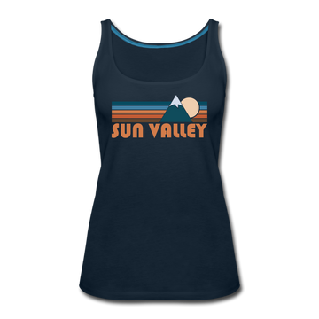 Sun Valley, Idaho Women’s Tank Top - Retro Mountain Women’s Sun Valley Tank Top - deep navy