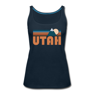Utah Women’s Tank Top - Retro Mountain Women’s Utah Tank Top - deep navy
