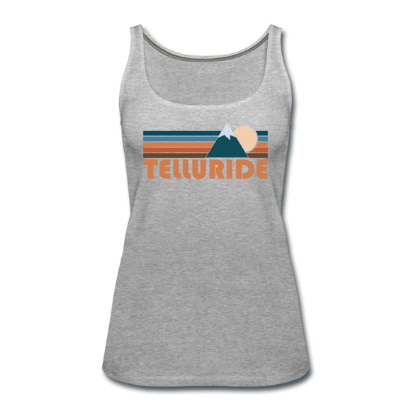 Telluride, Colorado Women’s Tank Top - Retro Mountain Women’s Telluride Tank Top - heather gray