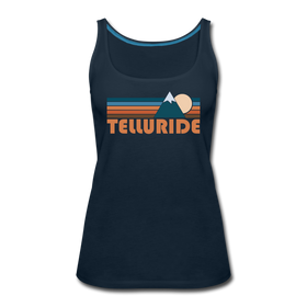 Telluride, Colorado Women’s Tank Top - Retro Mountain Women’s Telluride Tank Top - deep navy