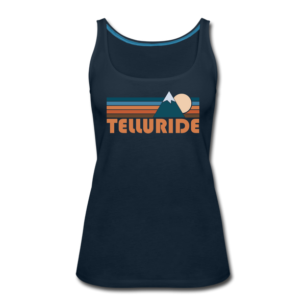 Telluride, Colorado Women’s Tank Top - Retro Mountain Women’s Telluride Tank Top - deep navy