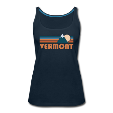 Vermont Women’s Tank Top - Retro Mountain Women’s Vermont Tank Top - deep navy